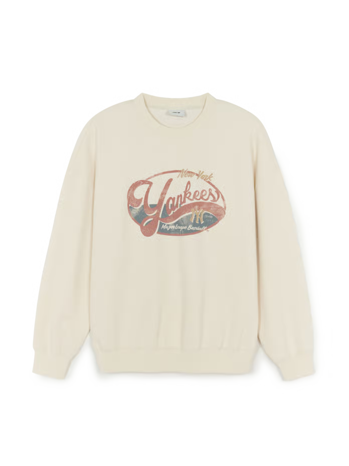 [Karina Pick] 25FW MLB Varsity Vintage Graphic Man-to-Man Boston Red Sox
