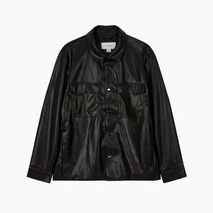 [BTS Jungkook Pick] 25FW Calvin Klein Men's Faux Leather Shirt Jacket -Black