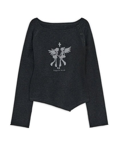 HUG YOUR SKIN Fallen Angel Button Knit Top
