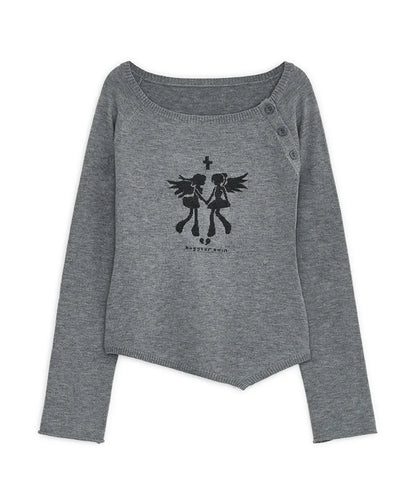 HUG YOUR SKIN Fallen Angel Button Knit Top