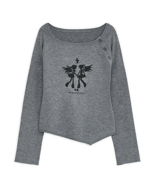HUG YOUR SKIN Fallen Angel Button Knit Top