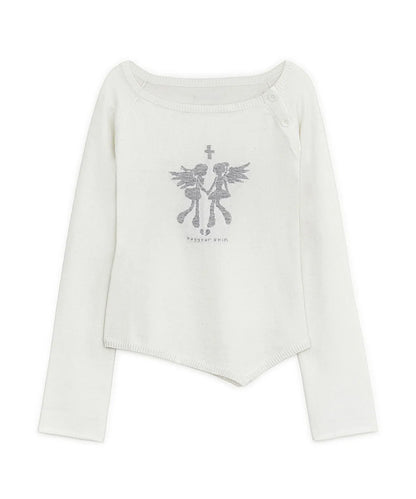 HUG YOUR SKIN Fallen Angel Button Knit Top