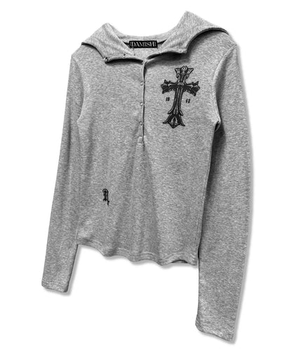 DAMISH Warm Cross Cozy Snap Hoodie