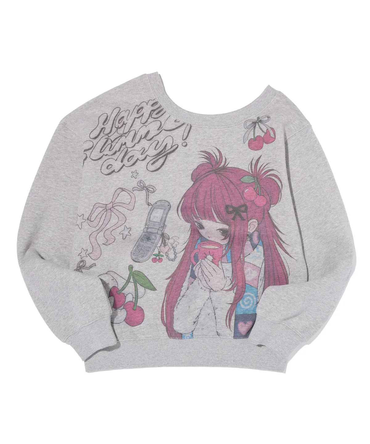 [Ive Lee Seo Worn] Kirsh X Pyitu Graphic Off-Shoulder Crop Sweatshirt