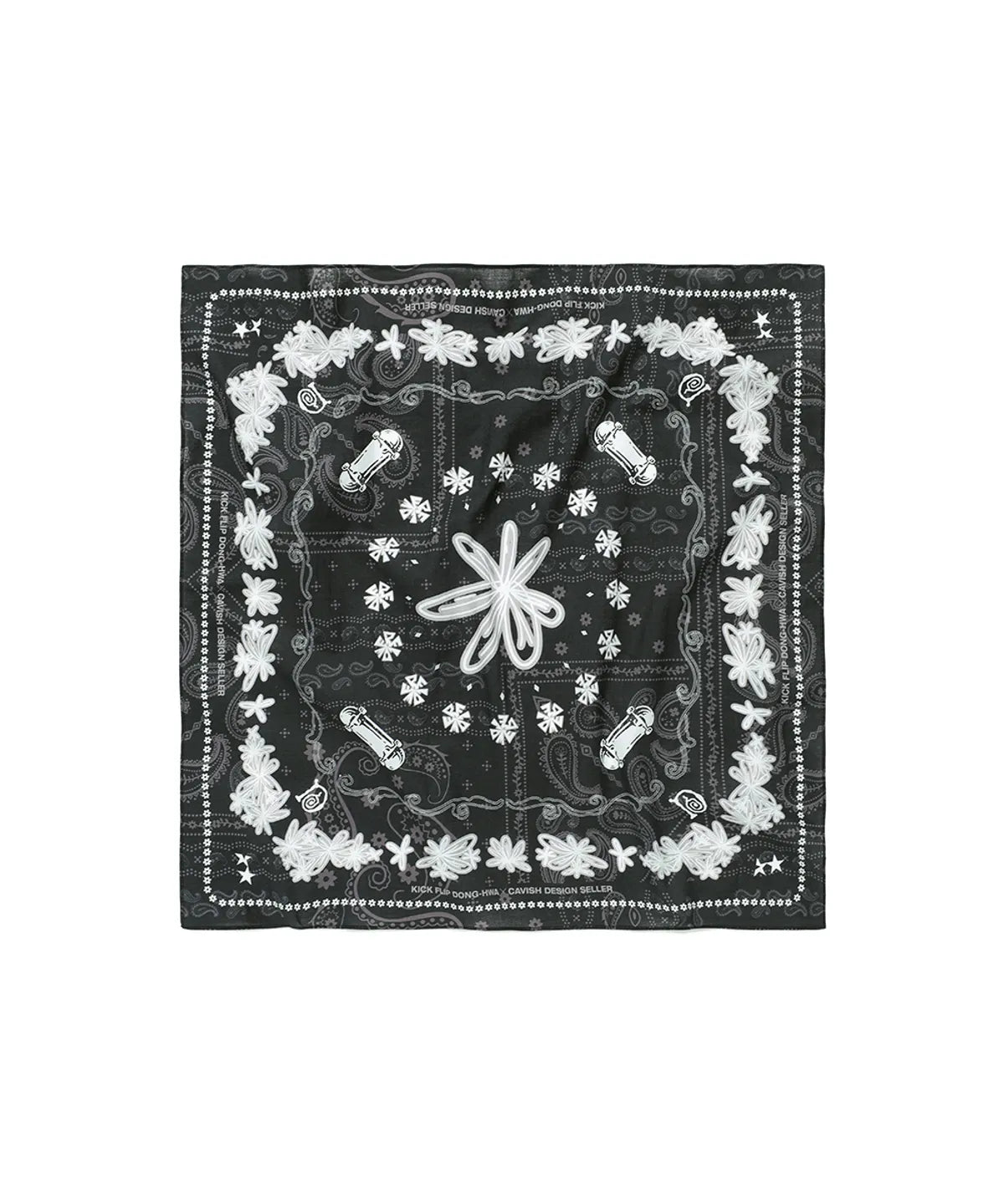 CAVISH × KickFlip Donghwa Flower Drawing Bandana Black