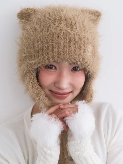 JOSEPH&STACEY Lucky JAS Earflap Cat Beanie