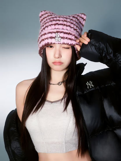 [Aespa Karina & TWS Pick] MLB Striped Meow Beanie New York Yankees