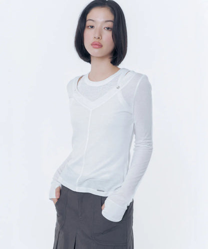 [Ive Rei Pick] Miseki Seoul Layered line sheer long sleeve