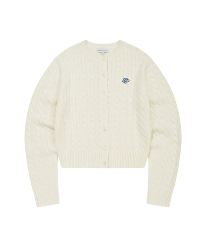 [Aespa Giselle Worn] 26SS Wacky Willy  Women's Cable Round Neck Cardigan