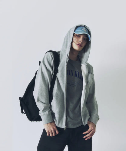 [Ateez Mingi Pick] Calvin Klein Premium Terry Hooded Zip-Up Sweatshirt Gray