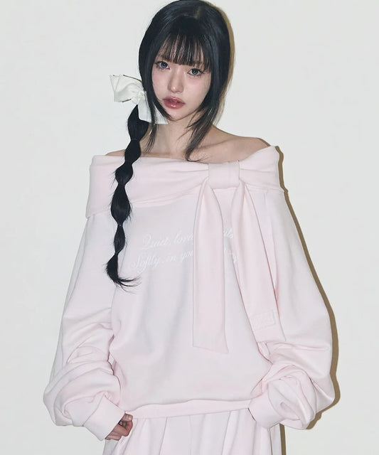 ILLIGO Pure Bow Off-Shoulder Sweatshirt