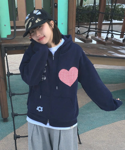 KKEEE Wappen Cozy Two-Way Hooded Zip-Up