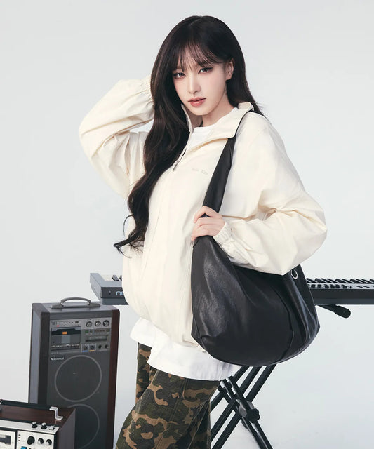 [IVE LIZ WORN] Matin Kim - TWIST HANDLE LARGE HOBO BAG IN DARK BROWN