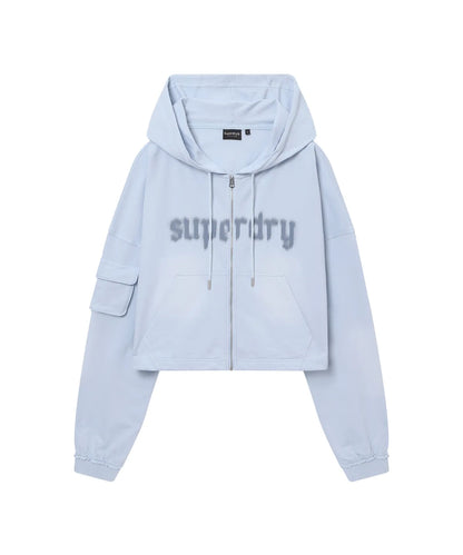 [Illit Moka Pick] 26SS Superdry Women's Faded Hooded Zip-Up Sky Blue