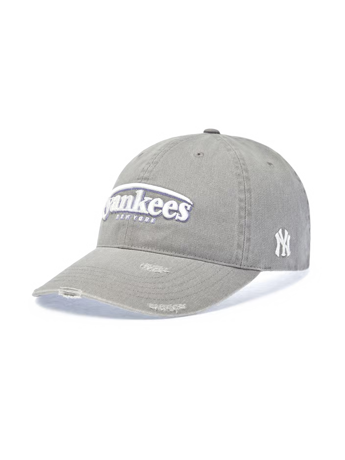 [Aespa Karina Pick] 26SS MLB Vintage Damage Curve Logo Unstructured Ball Cap New York Yankees