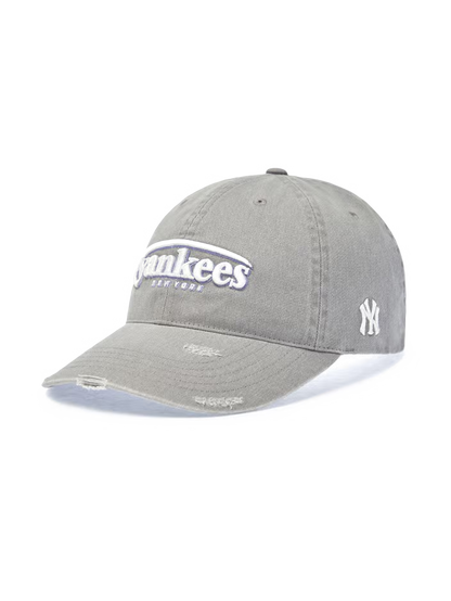 [Aespa Karina Pick] 26SS MLB Vintage Damage Curve Logo Unstructured Ball Cap New York Yankees