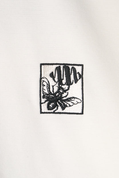 [Cha Eun Woo Worn] Liber Classy White Flower Artwork Half T-Shirt