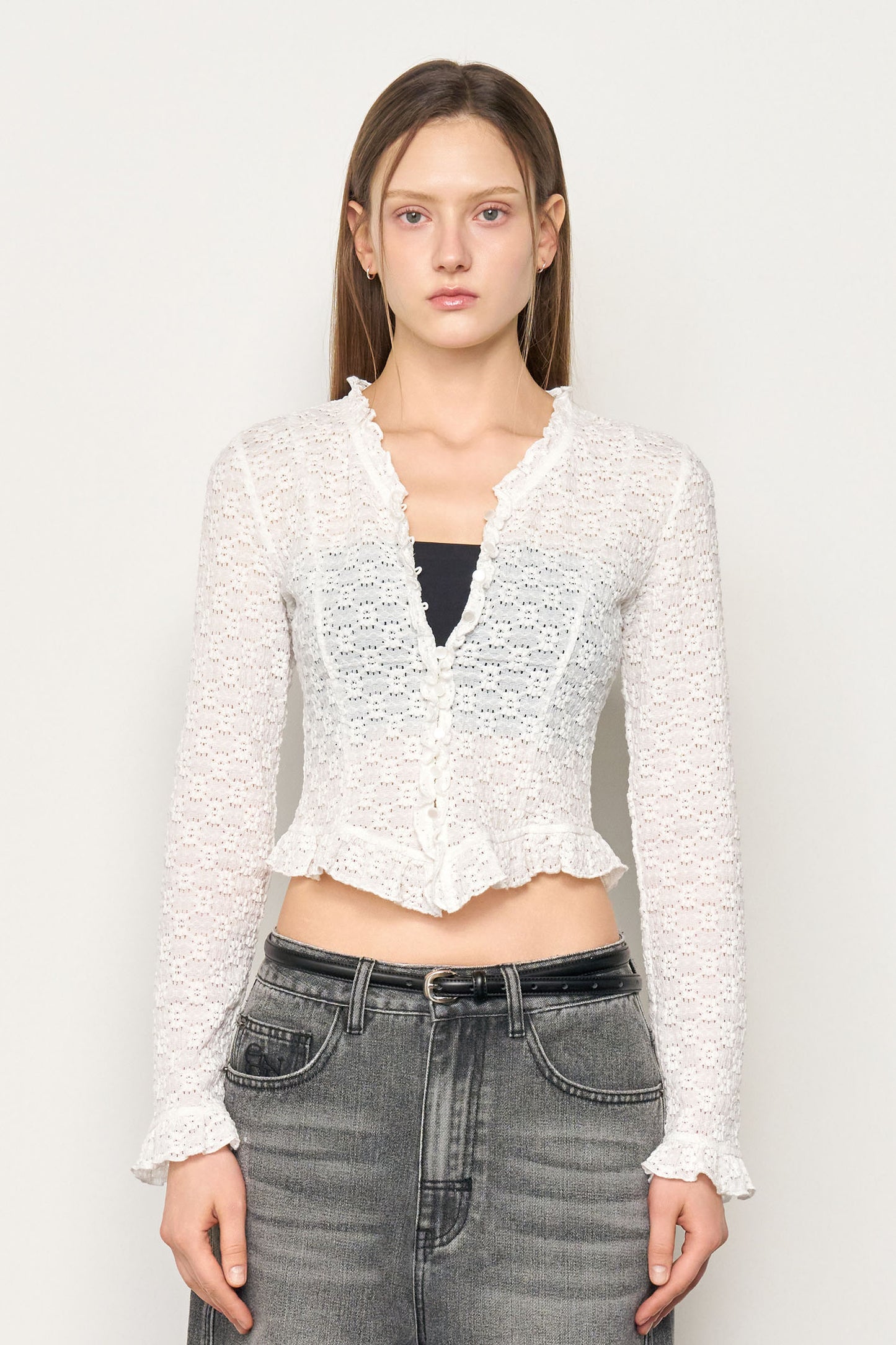 GENERAL IDEA -    WOMAN Lace Frill Blouse