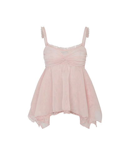 [Aespa Karina Worn] PLAIN OR PLEASURE Rose Shirring Top