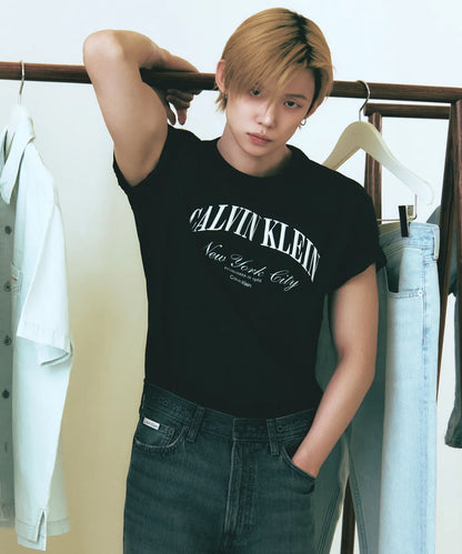 [TXT Yeonjun Worn] Calvin Klein Heritage Embroidered Logo Graphic Short Sleeve T-shirt