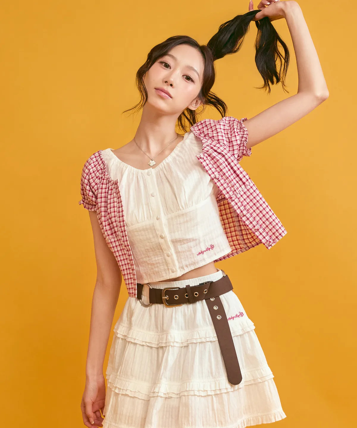 [Aespa Giselle Worn] Wacky Willy Women's Shirred Puff Blouse