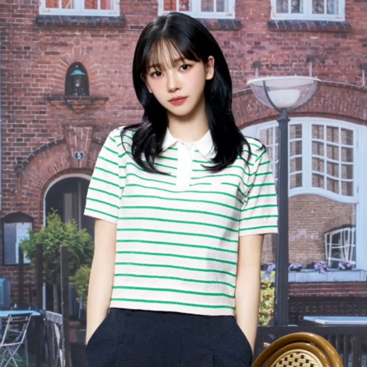 [Aespa Karina PIck] 26 Summer Nordisk Short-Sleeve Striped Sweater - W
