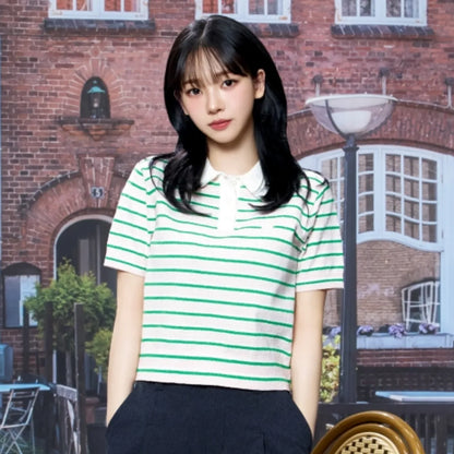[Aespa Karina PIck] 26 Summer Nordisk Short-Sleeve Striped Sweater - W