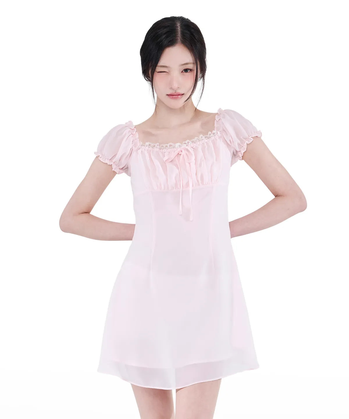ALKI ALKA  Puff Chiffon Mini Dress