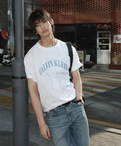 [TXT Yeonjun Worn] Calvin Klein Heritage Embroidered Logo Graphic Short Sleeve T-shirt