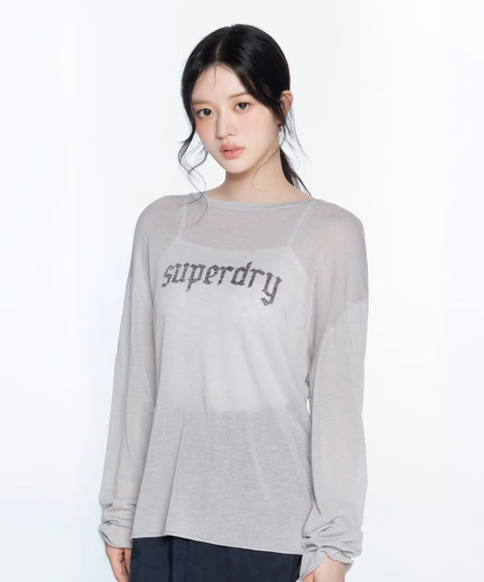 [Illit Pick] SUPERDRY Women's Linen Knit Long Sleeve Cool Grey