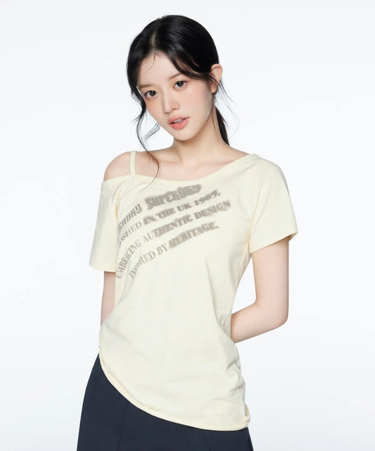 [Illit Pick] SUPERDRY Women's Script T-shirt Light Yellow