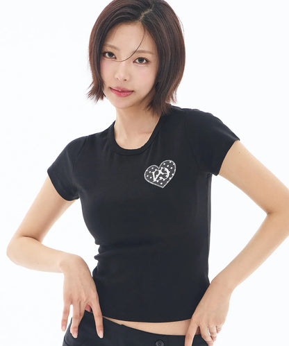 [SINGLE'S INFERNO KIM GO-EUN PICK] - ILLIGO 129 Dot Fitted T-Shirt