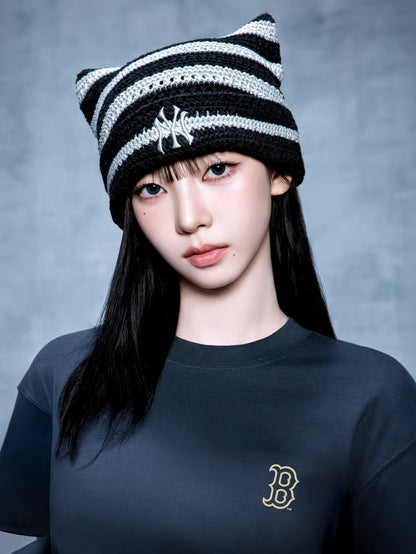 [Aespa Karina Pick 26 Summer] MLB Summer Stripe Meow Beanie