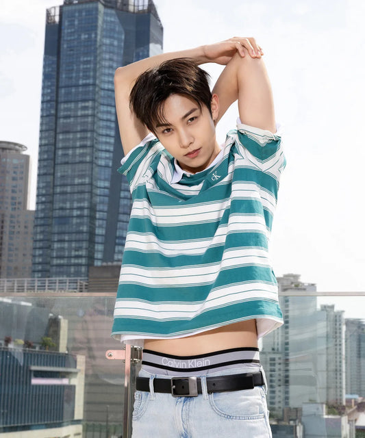 [LNGSHOT Worn] Calvin Klein Yeezy Jersey Stripe Crew Neck Short Sleeve T-shirt
