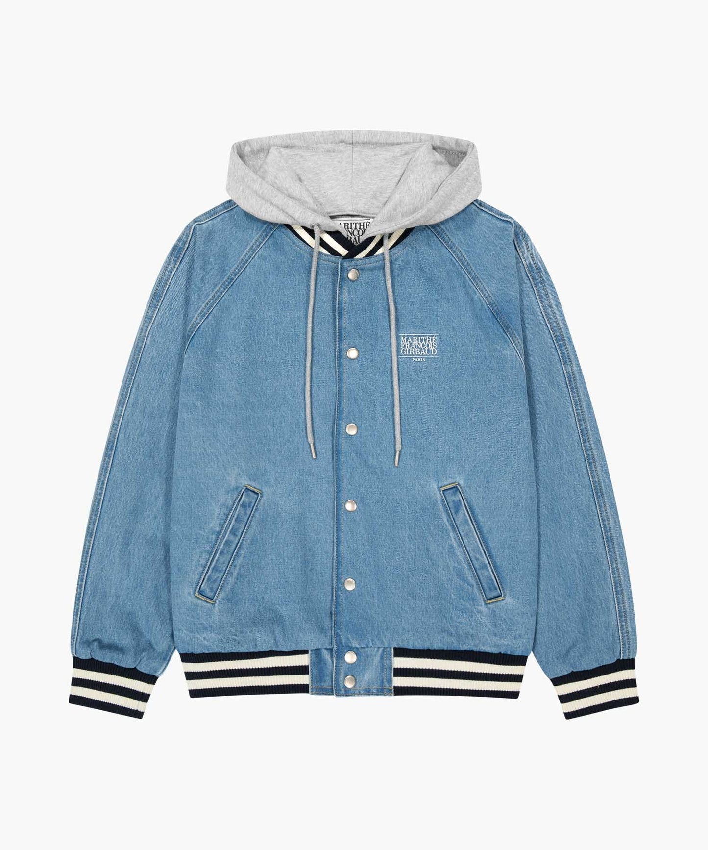 [Cha Eunwoo Worn] Marithé et François Girbaud Classic Logo Raglan Denim Varsity Jacket