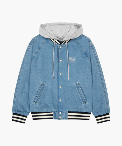 [Cha Eunwoo Worn] Marithé et François Girbaud Classic Logo Raglan Denim Varsity Jacket