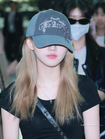 [Ive Gaeul Worn] Gila Archive Cross Patched Pistol Ballcap Gray