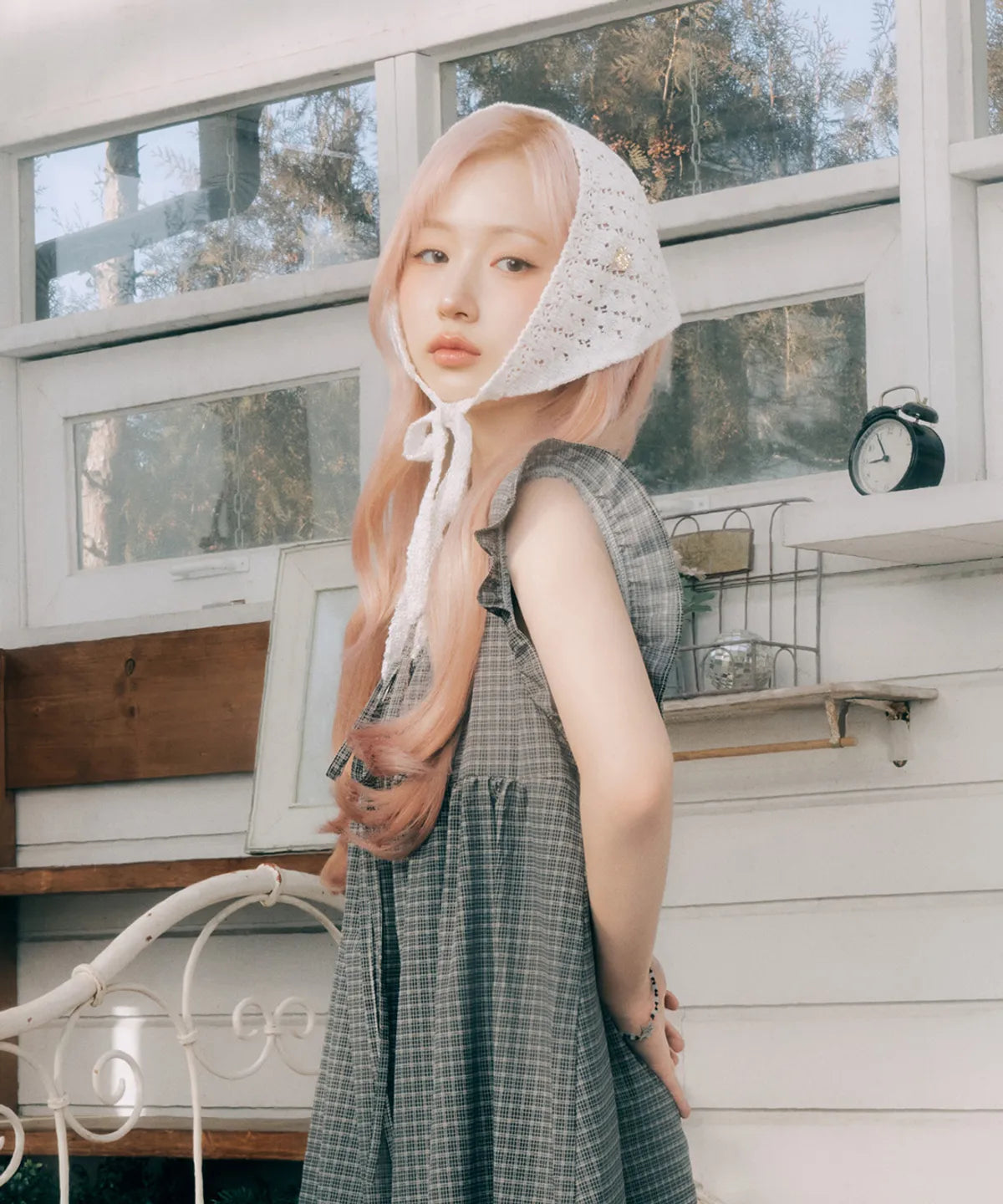 Nmixx Haewon X Dossy 26SS Silk-fit Dust Sleeveless Pajama Dress (Charcoal)