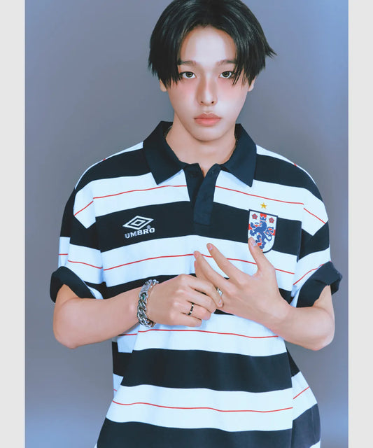 [UMBRO X NCT WISH ] HBL Striped Rugby Pique Short Sleeve T-shirt