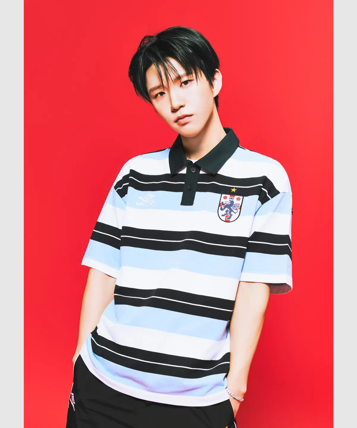 [UMBRO X NCT WISH ] HBL Striped Rugby Pique Short Sleeve T-shirt