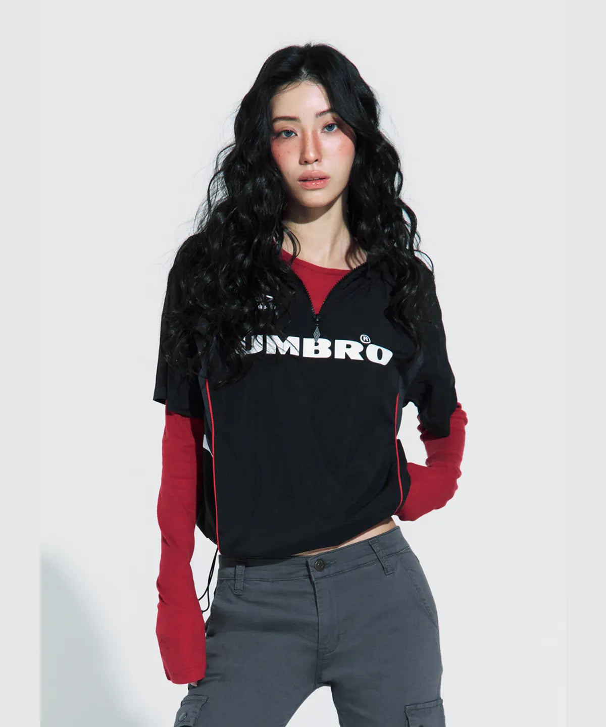 [UMBRO X NCT WISH ] HBL Football Heritage Short Sleeve Stand Neck Anorak