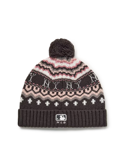 [TWS Ji-Hoon Worn] MLB Vintage Pattern Pom Pom Beanie New York Yankees