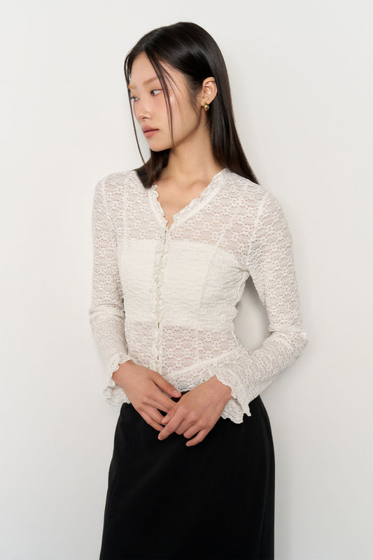 GENERAL IDEA -    WOMAN Lace Frill Blouse