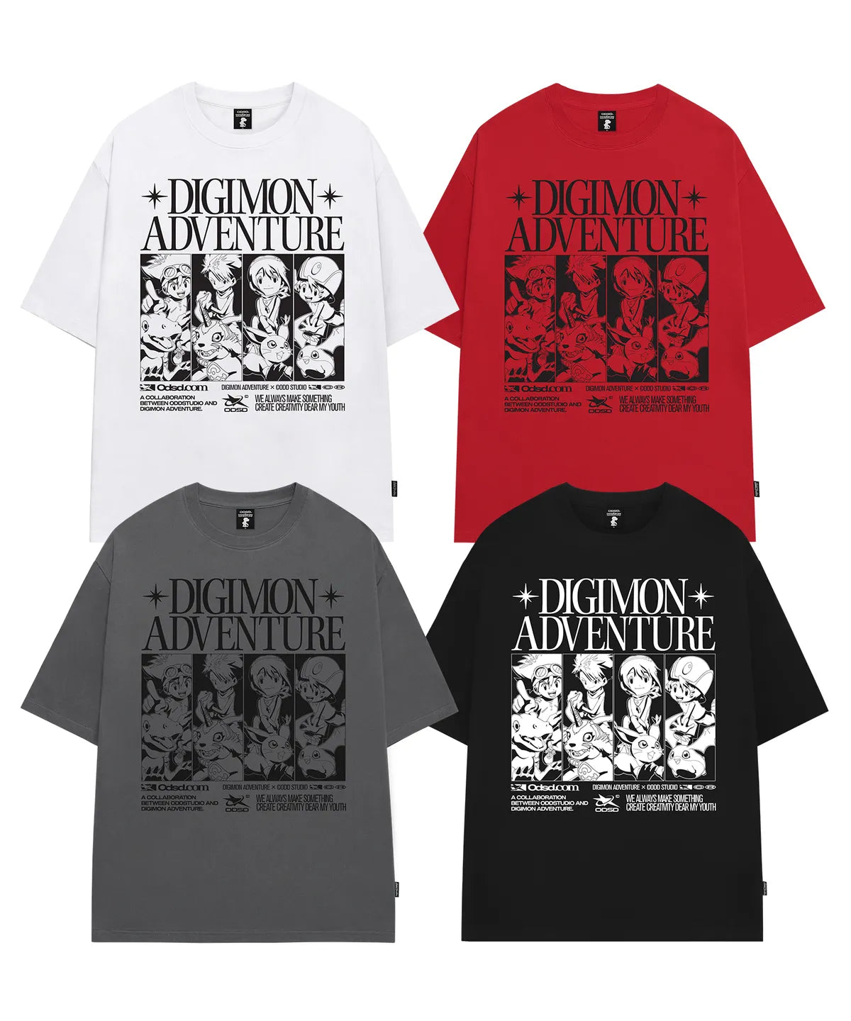 [Digimon X Odd Studio] Children & Partner Digimon Overfit T-shirt