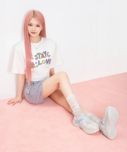 [StayC X Macmoc] Tory Mesh Velcro Platform Sneakers_Cream (5.5cm)