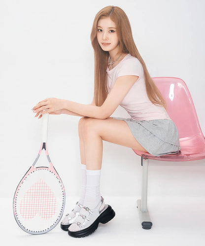 [StayC X Macmoc] Glitz Platform Heart-Decorated Sandals (7cm)