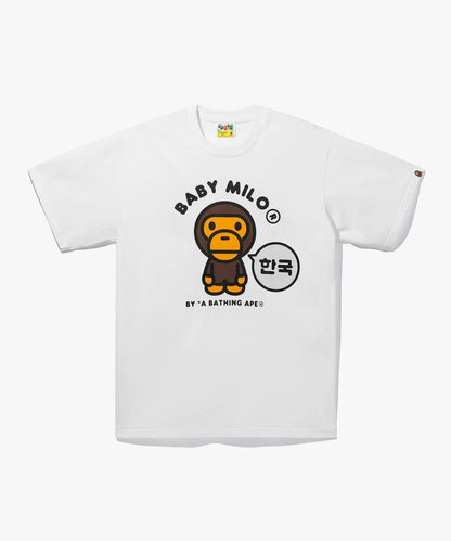[Ateez San X BAPE] Korea Baby Milo College Relaxed Fit T-shirt