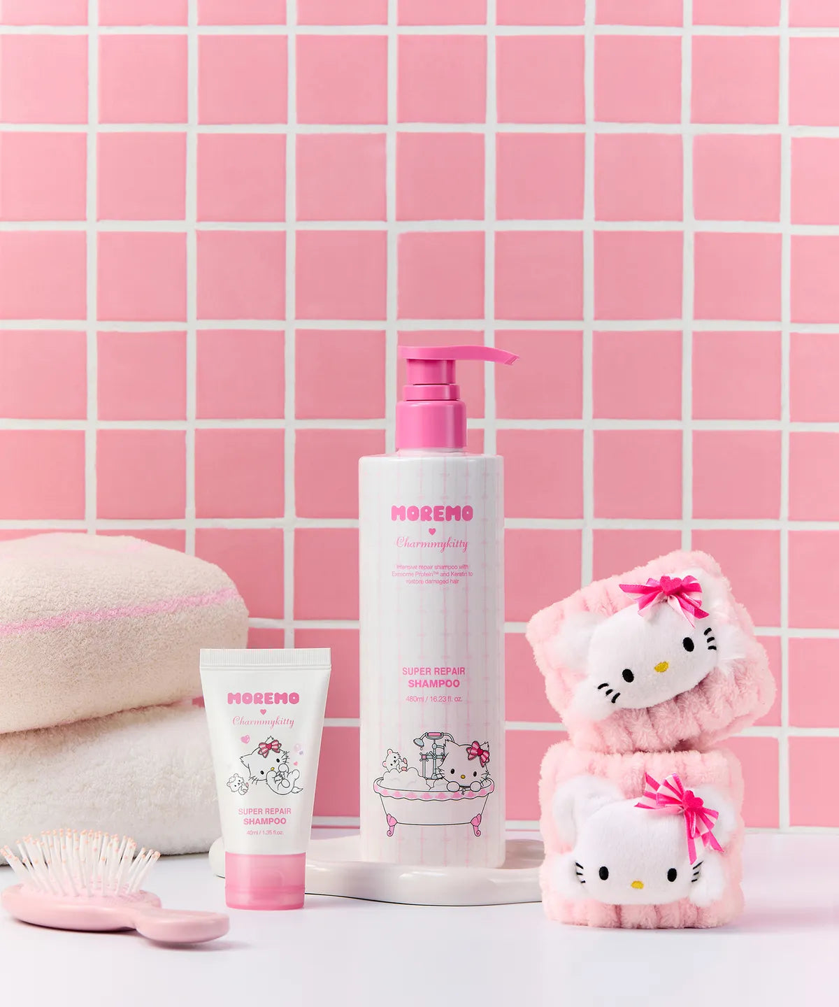 [Charmy Kitty Edition] Moremo Super Repair Shampoo 480ml Special Set (+20ml + Wristband Set Gift)