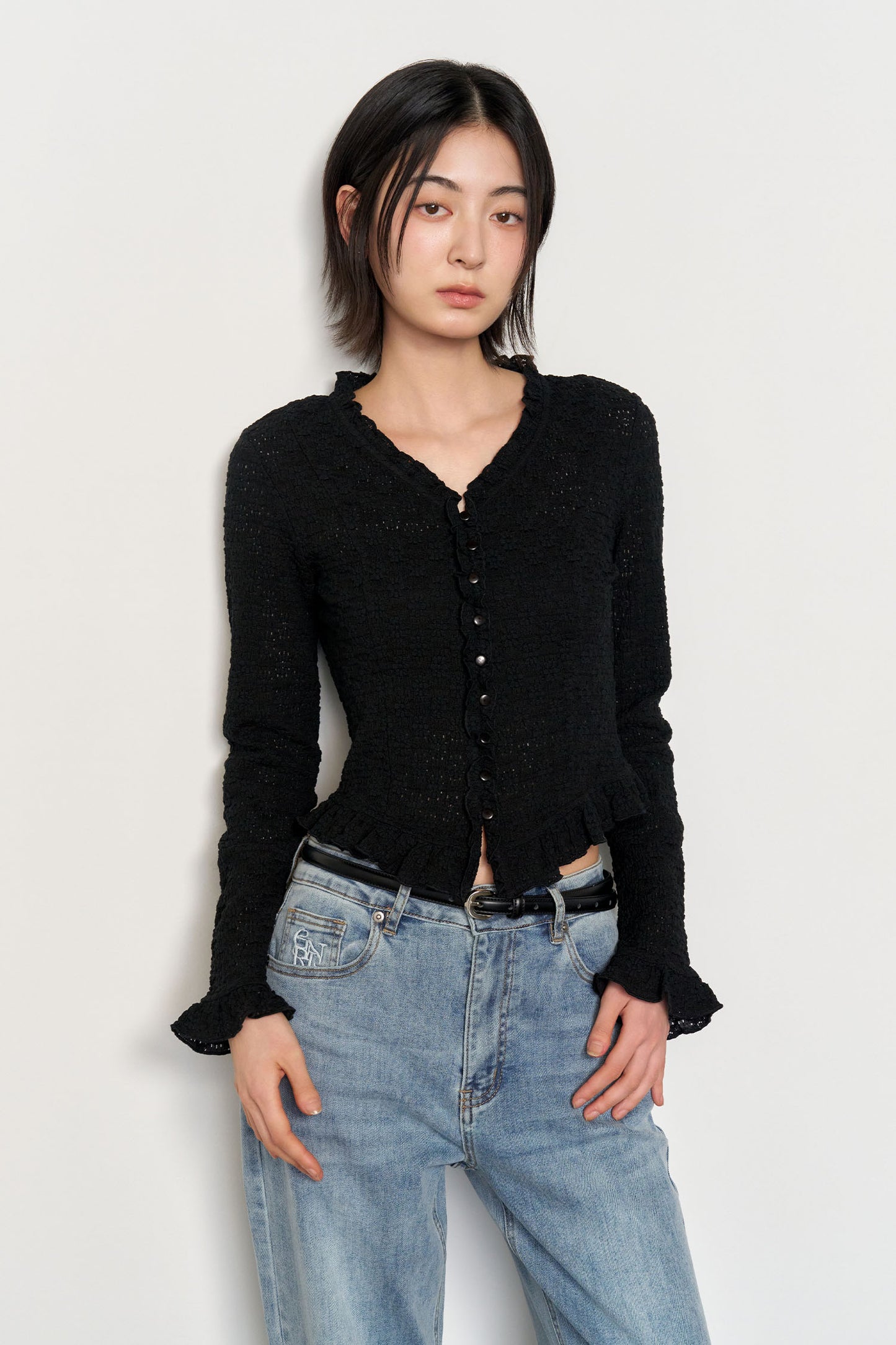 GENERAL IDEA -    WOMAN Lace Frill Blouse