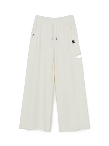 MLB Women's Basic Cutout Washed Wide Pants New York Yankees